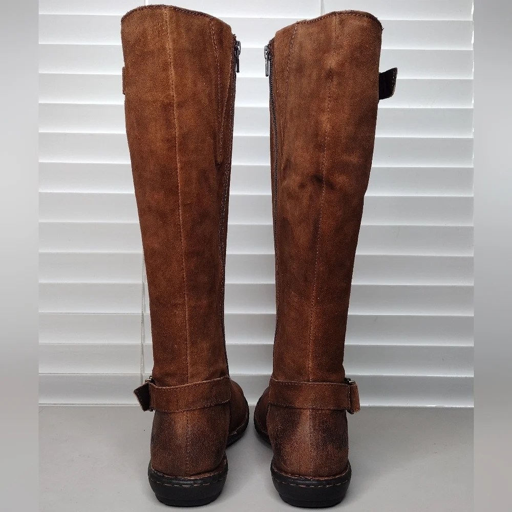 Born Brown Distressed Buckle Riding Tall Over The Knee Boots Sz 8M